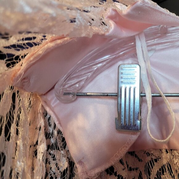 Vintage Pink Lace Blouse Top Surplice Sheer Drop Waist Sugar Free - Picture 9 of 11